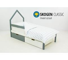 Детская кровать-домик мини «Svogen графит-белый»
