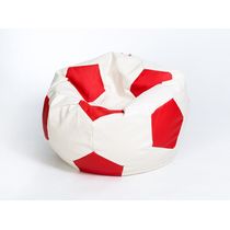 Детское кресло-мешок "Мяч" экокожа бело-красный
