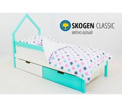 Детская кровать-домик мини «Svogen мятно-белый»