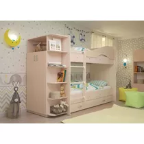 Детская двухъярусная кровать Майя с ящиками и шкафом (латы)